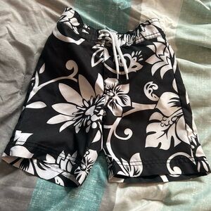 Old Navy Black and White Floral Athletic Shorts